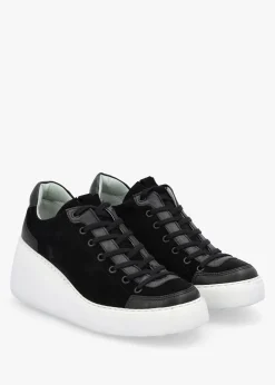 Dufy Black Suede Wedge Trainers