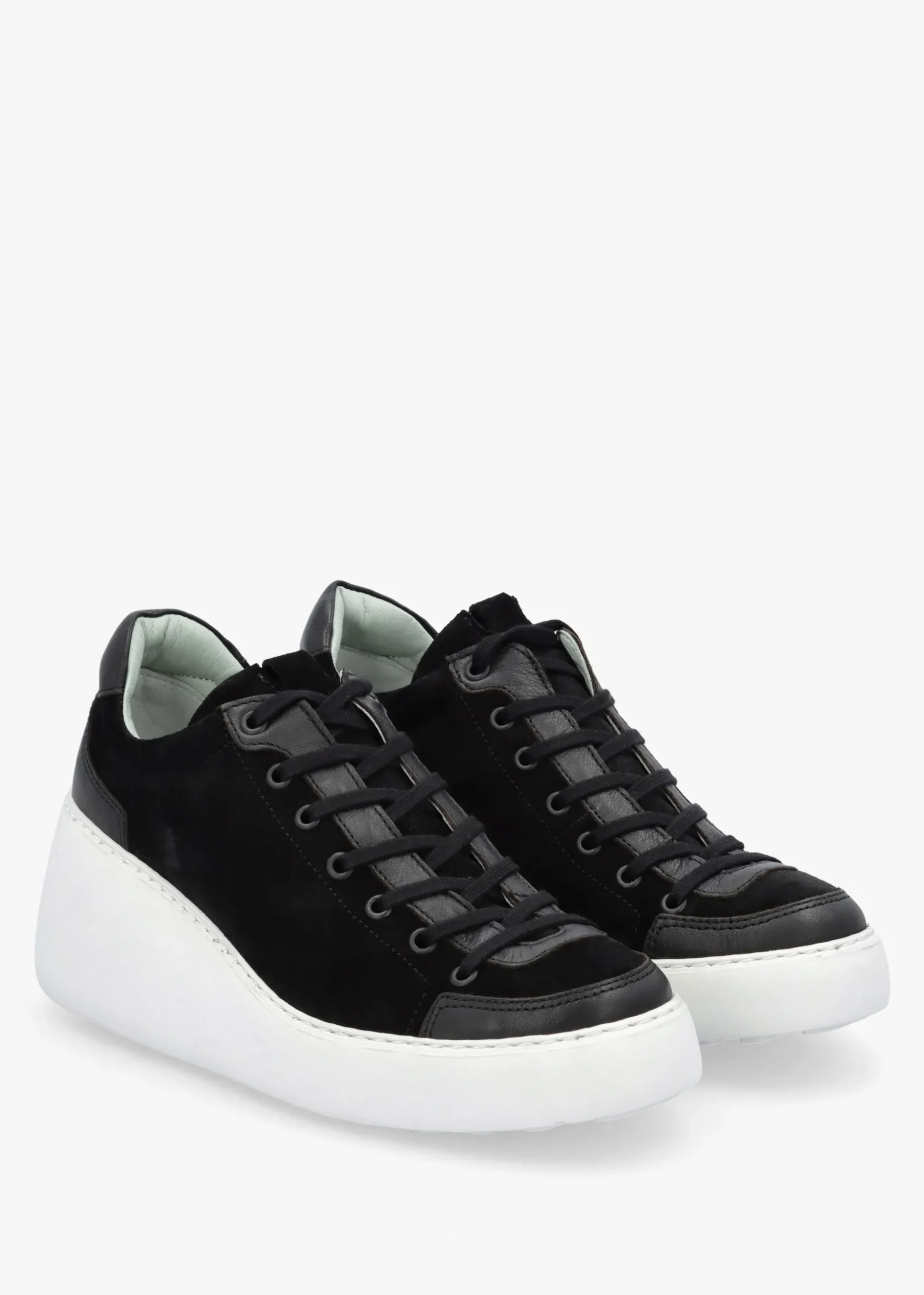 Dufy Black Suede Wedge Trainers