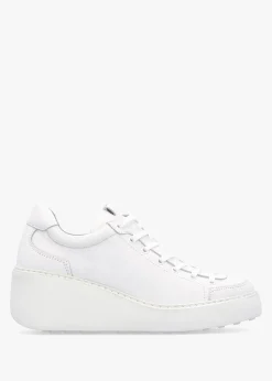 Dufy White Leather Wedge Trainers