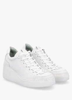 Dufy White Leather Wedge Trainers