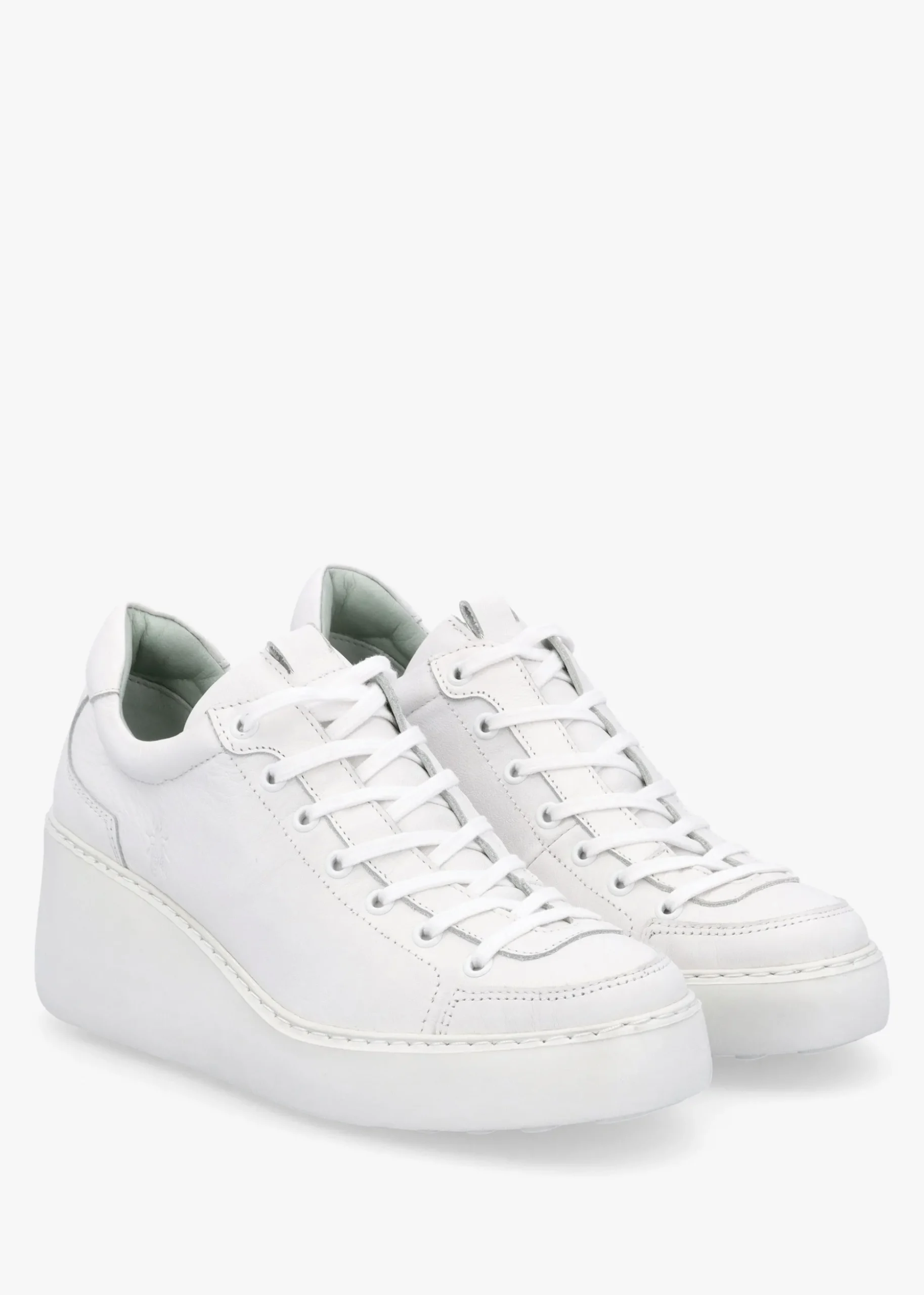 Dufy White Leather Wedge Trainers