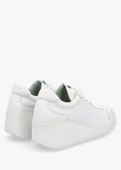 Dufy White Leather Wedge Trainers