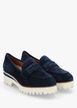 Ebonee Off Navy Suede Chunky Loafers