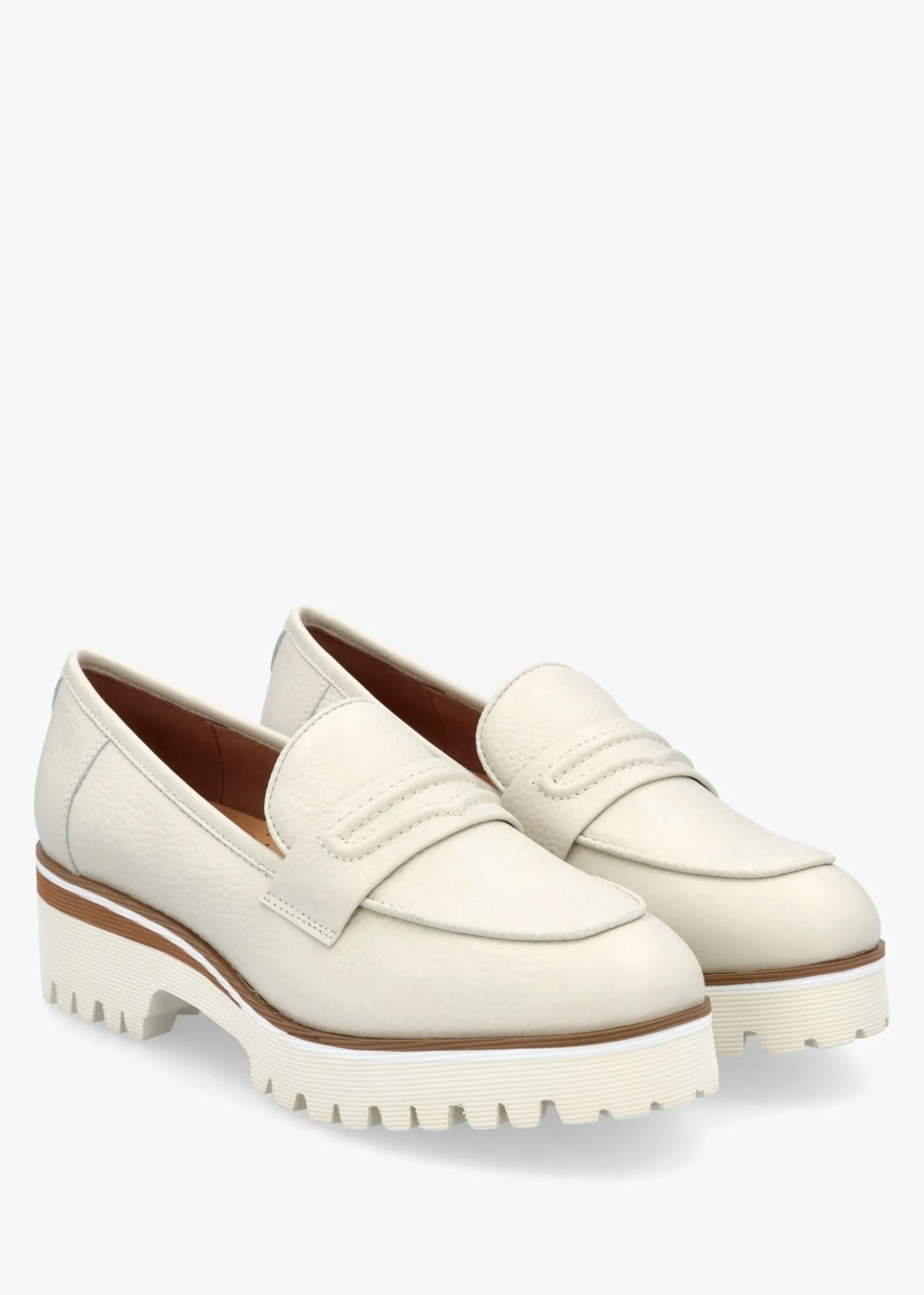 Ebonee Off White Leather Chunky Loafers