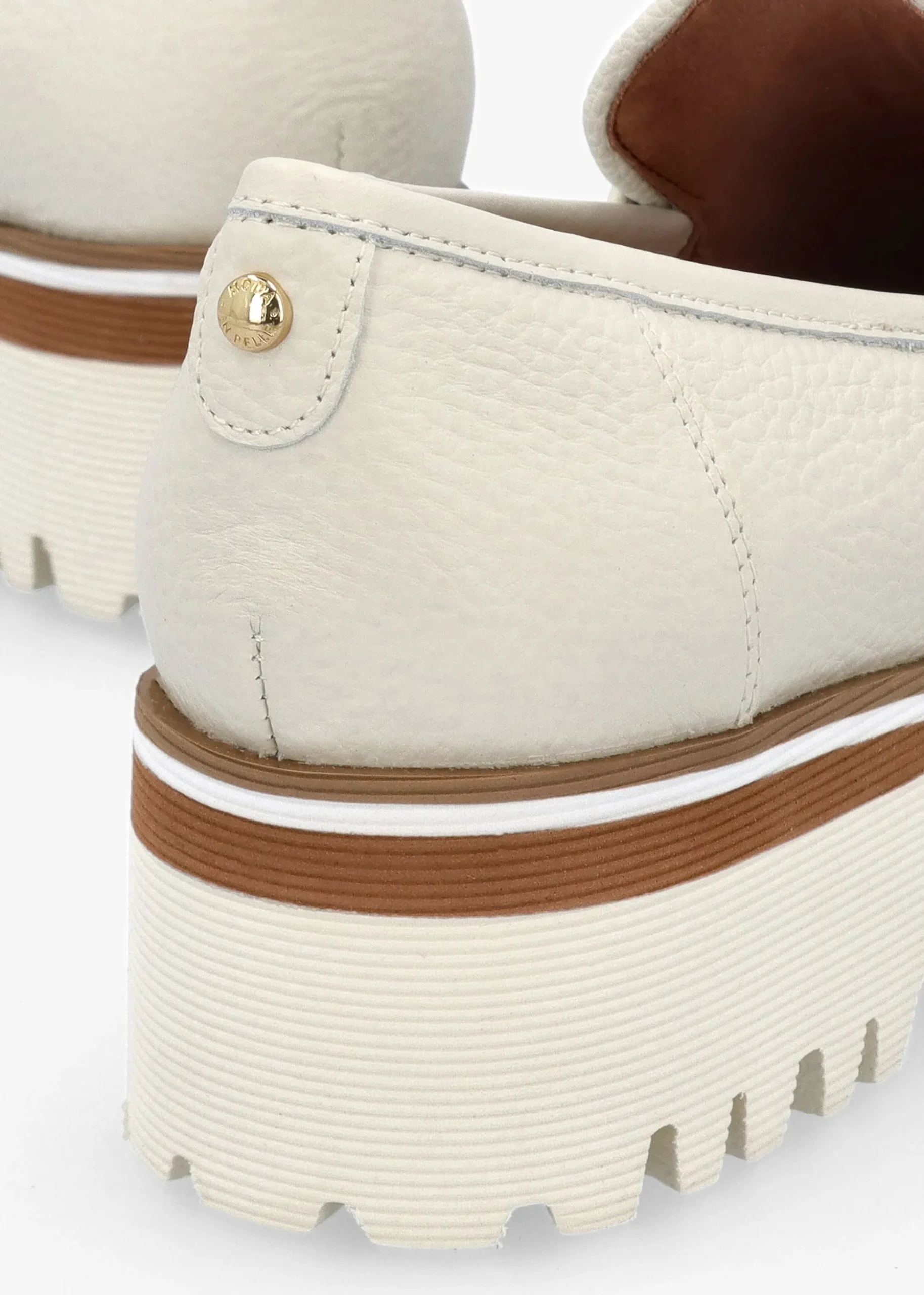 Ebonee Off White Leather Chunky Loafers