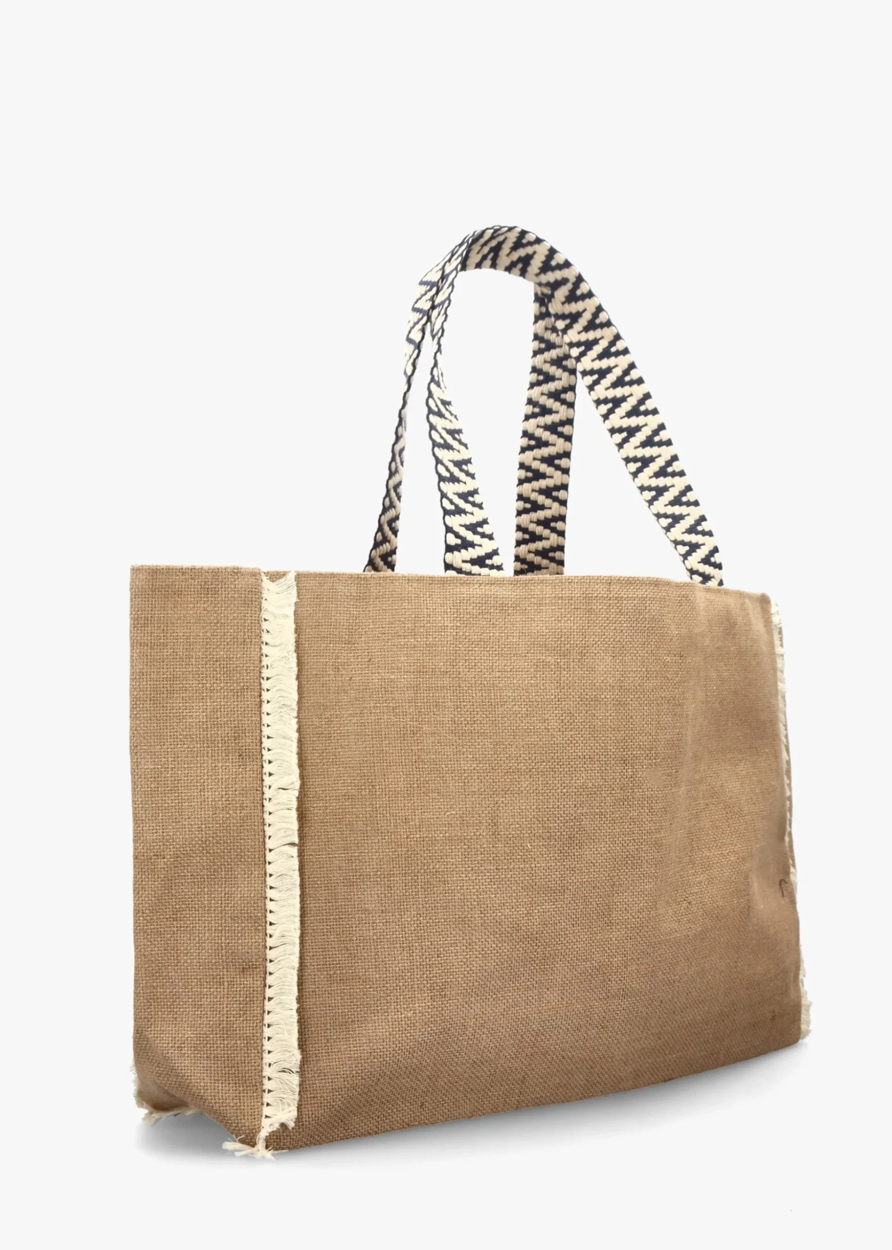 Ecru & Blue Jute Woven Shopper Bag