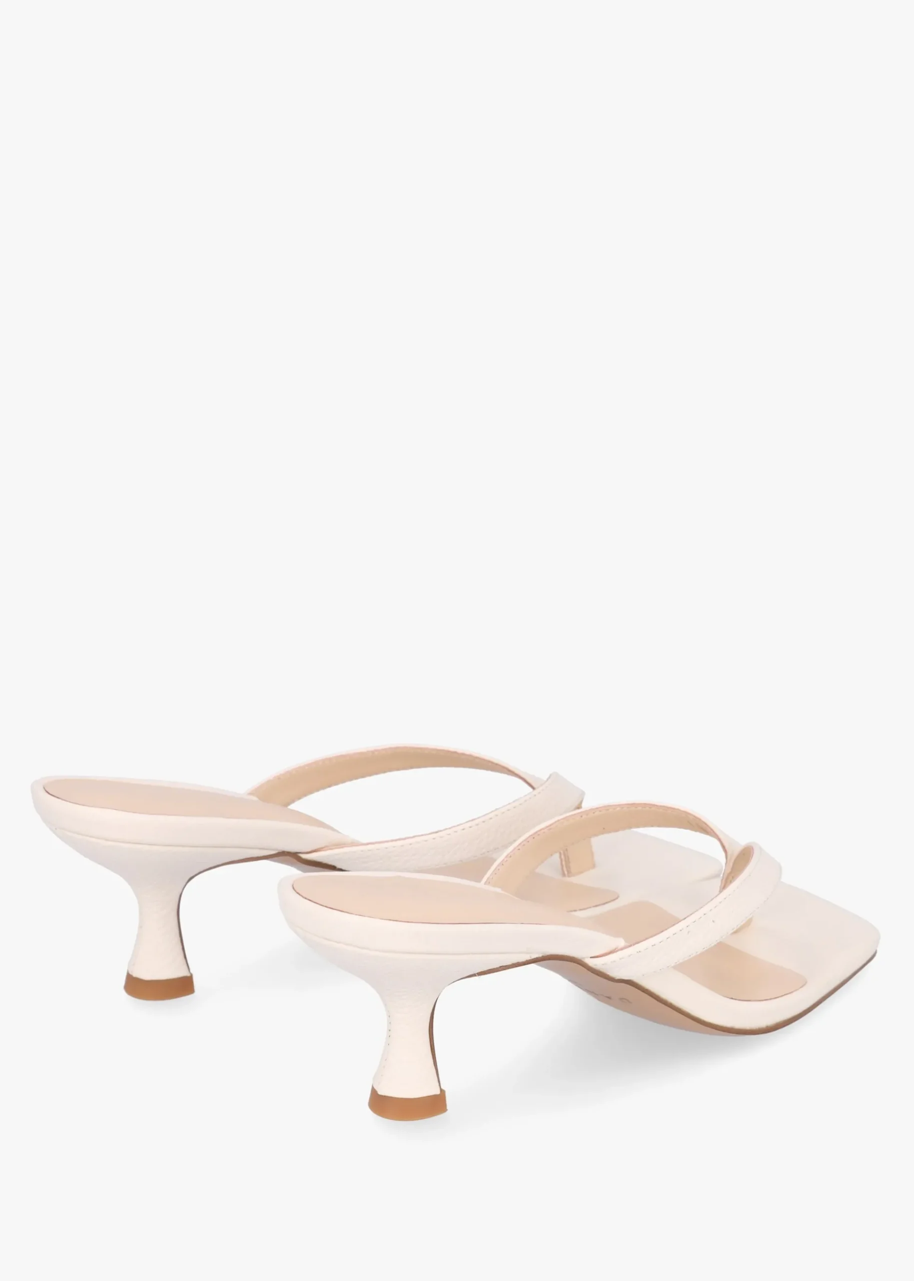 Eden Cream Leather Toe Post Kitten Heel Sandals