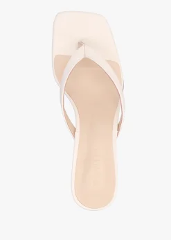Eden Cream Leather Toe Post Kitten Heel Sandals