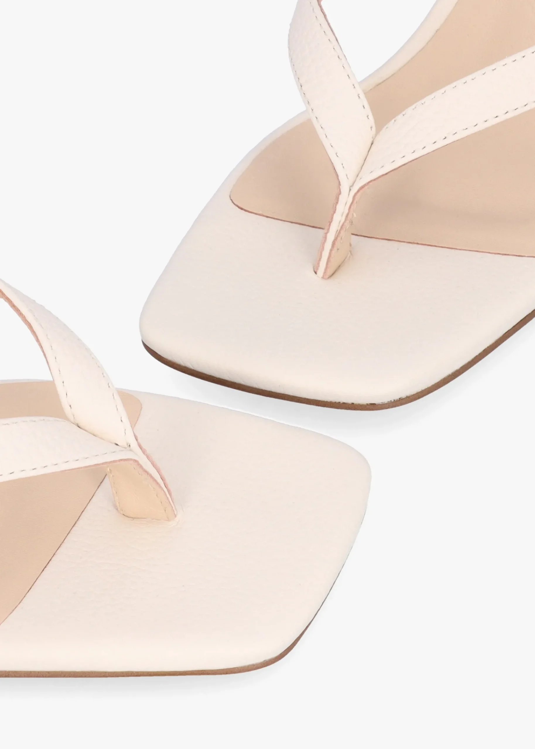 Eden Cream Leather Toe Post Kitten Heel Sandals