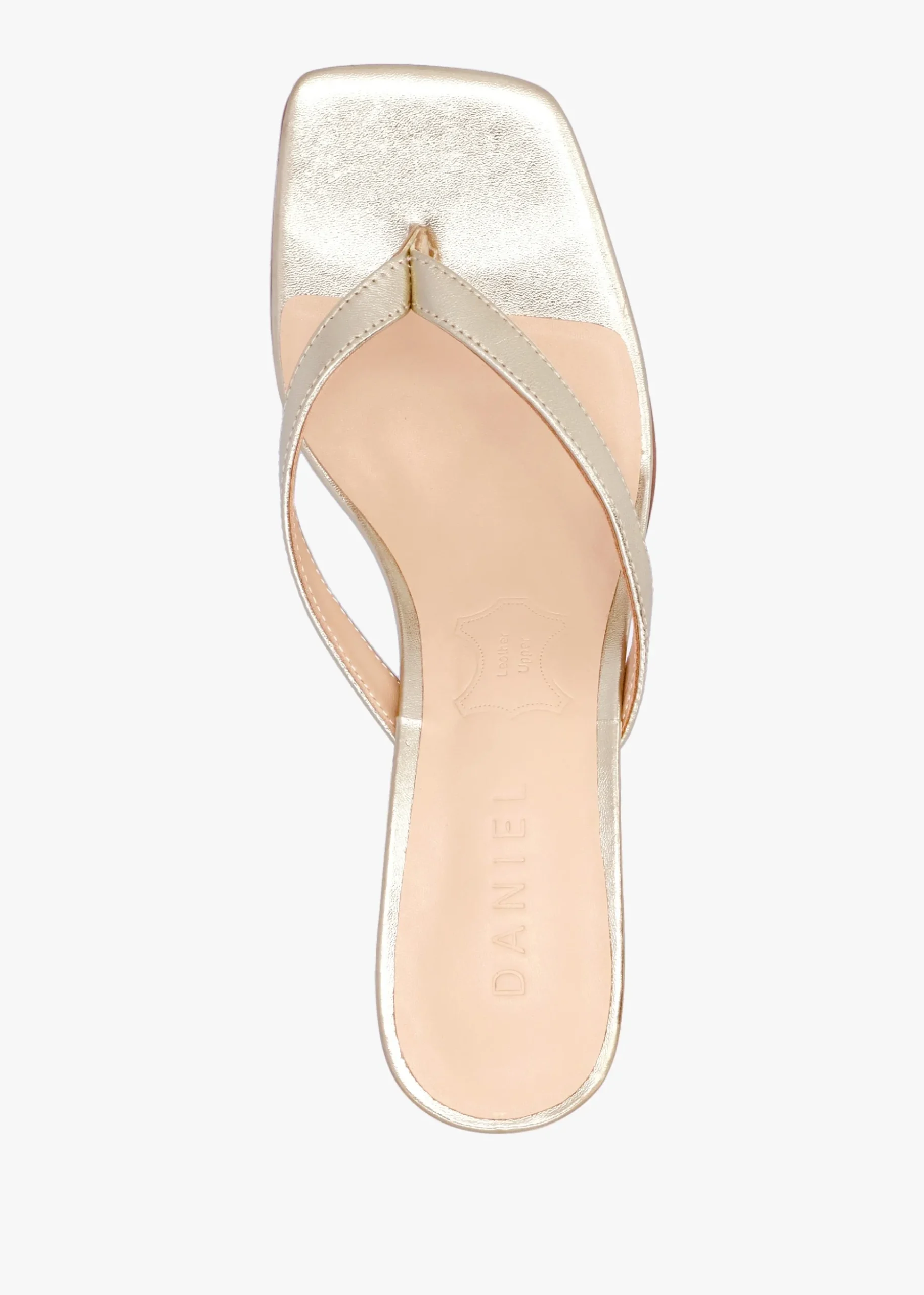 Eden Gold Leather Toe Post Kitten Heel Sandals