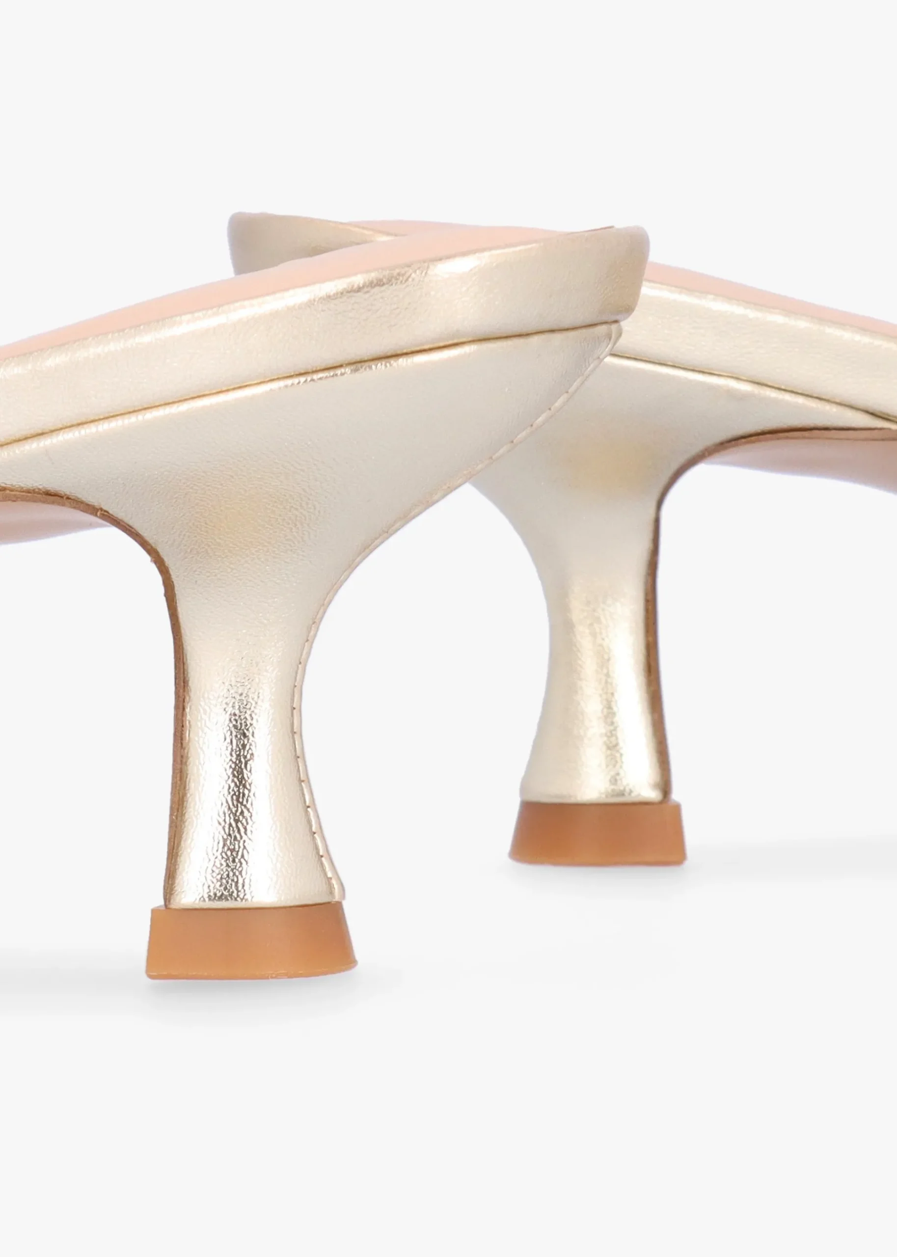 Eden Gold Leather Toe Post Kitten Heel Sandals