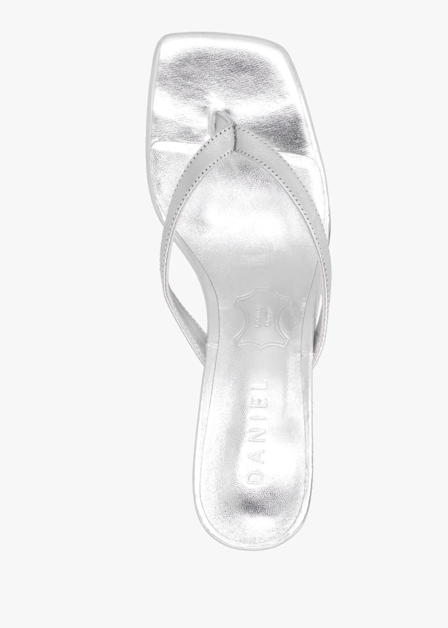 Eden Silver Leather Toe Post Kitten Heel Sandals