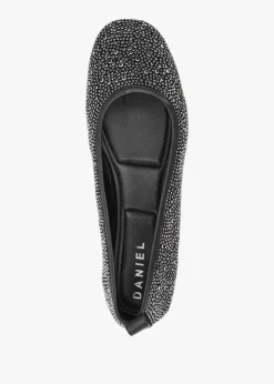 Edgie Black Suede Jewel Embellished Ballet Pumps