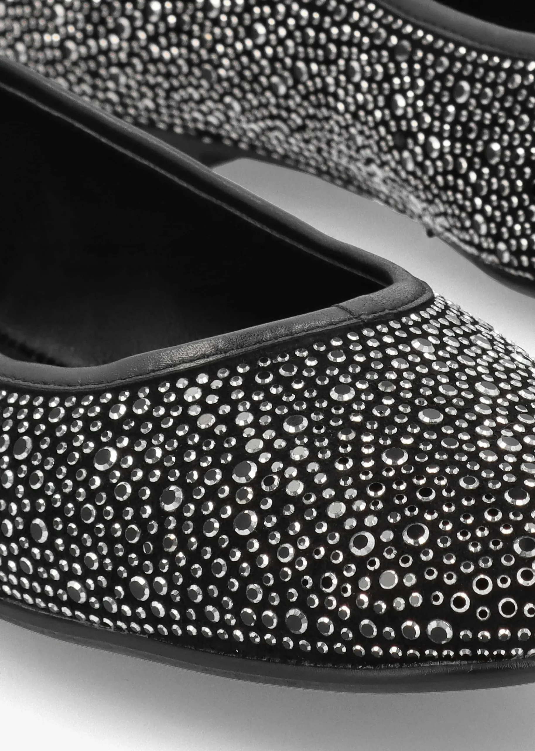 Edgie Black Suede Jewel Embellished Ballet Pumps