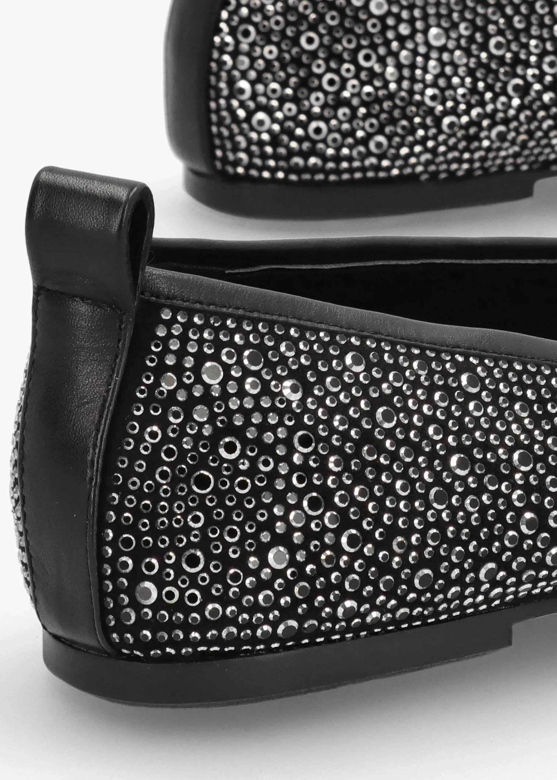 Edgie Black Suede Jewel Embellished Ballet Pumps