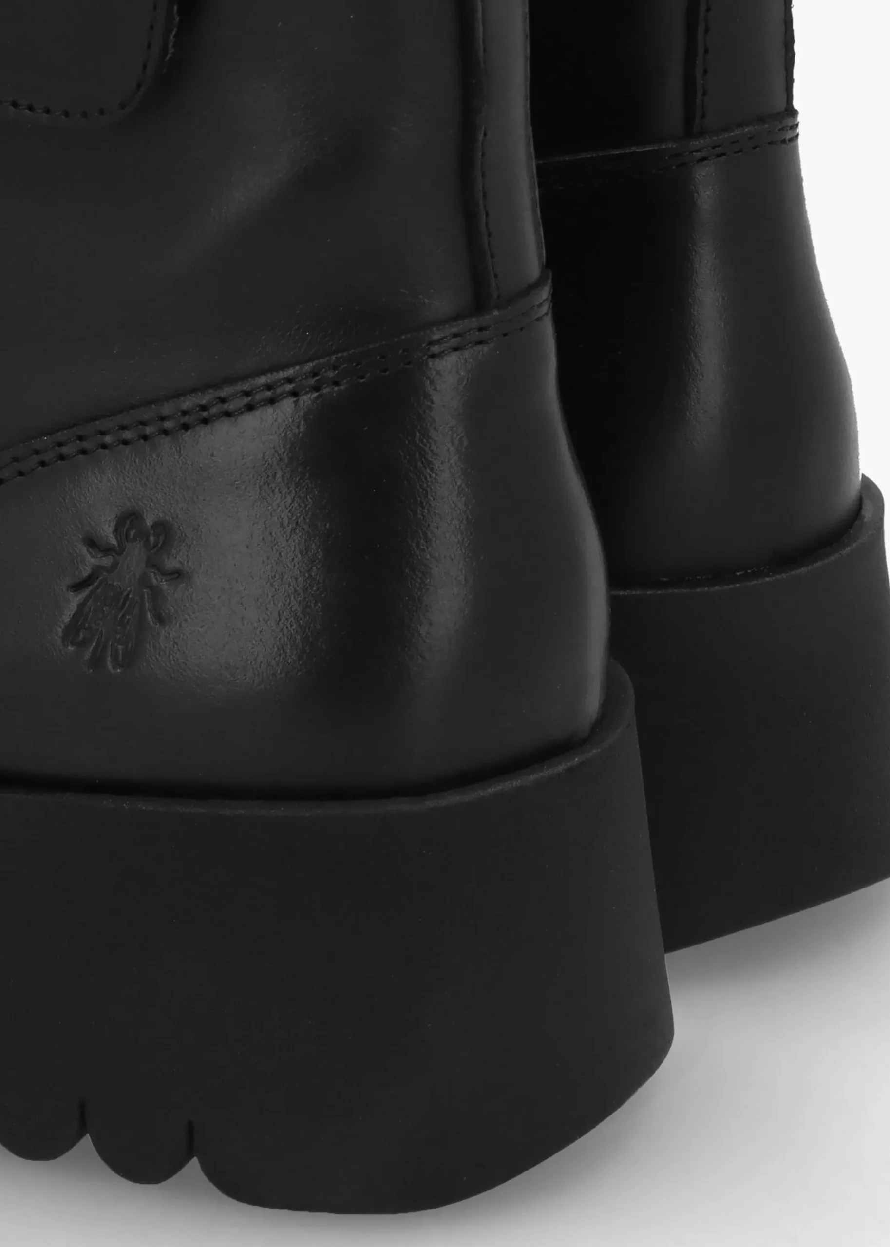 Egli Black Leather Block Heel Chunky Ankle Boots
