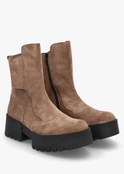 Egli Taupe Suede Block Heel Chunky Ankle Boots