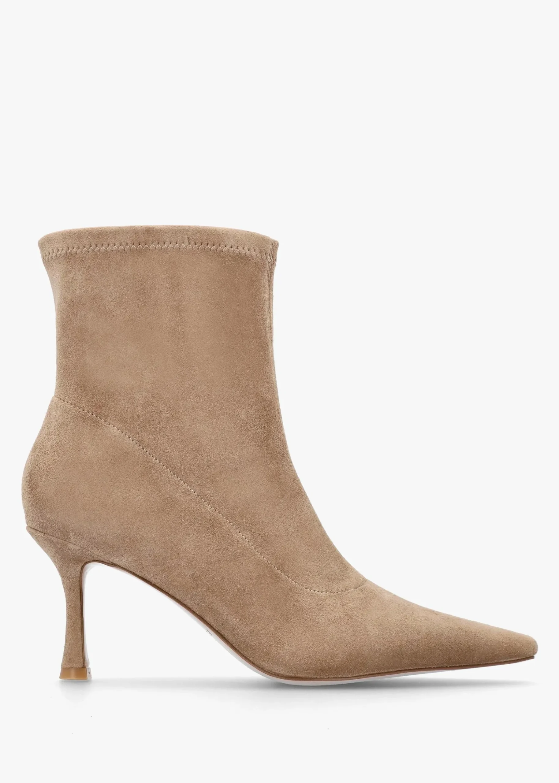 Elenora Beige Suede Shaped Heel Sock Boots