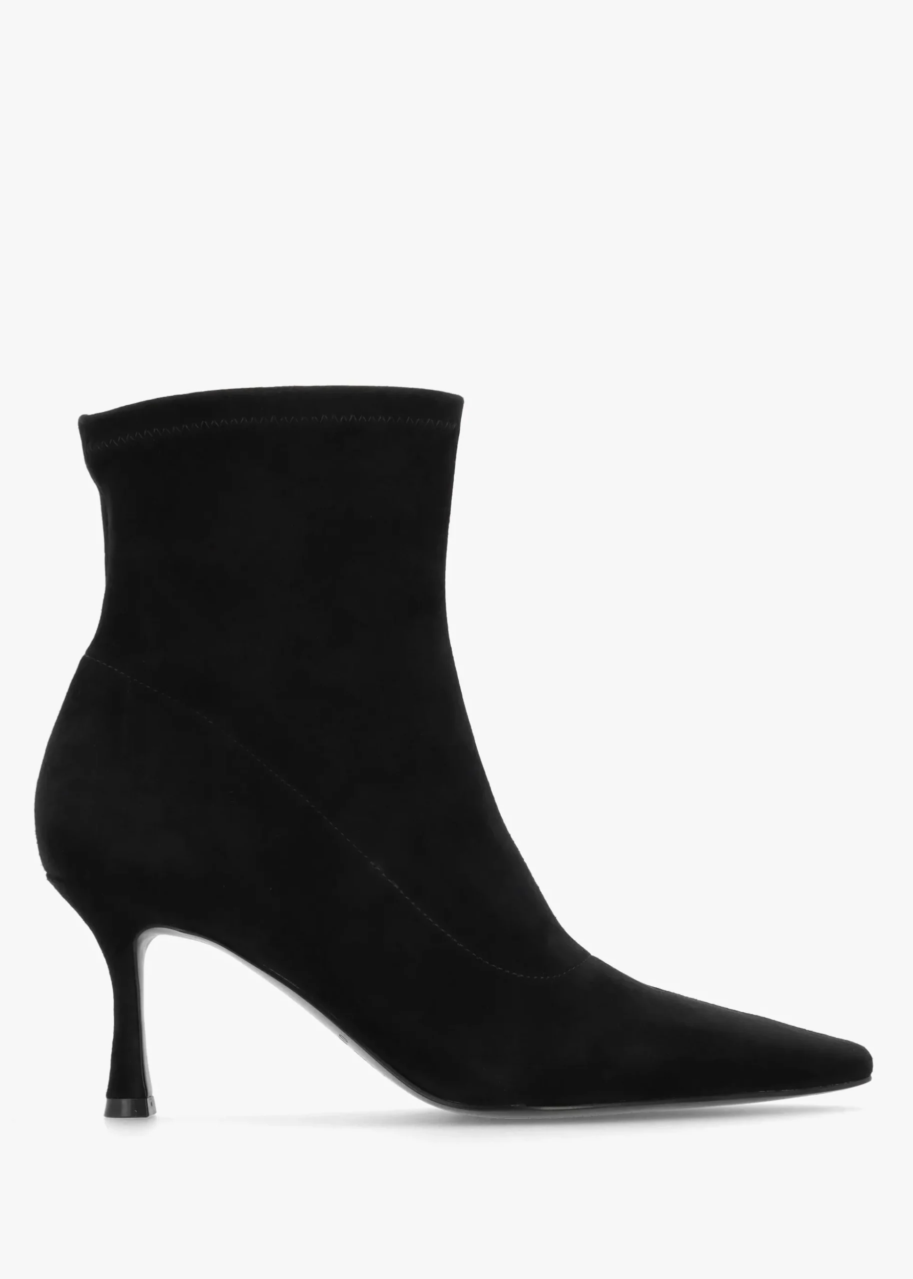 Elenora Black Suede Shaped Heel Sock Boots