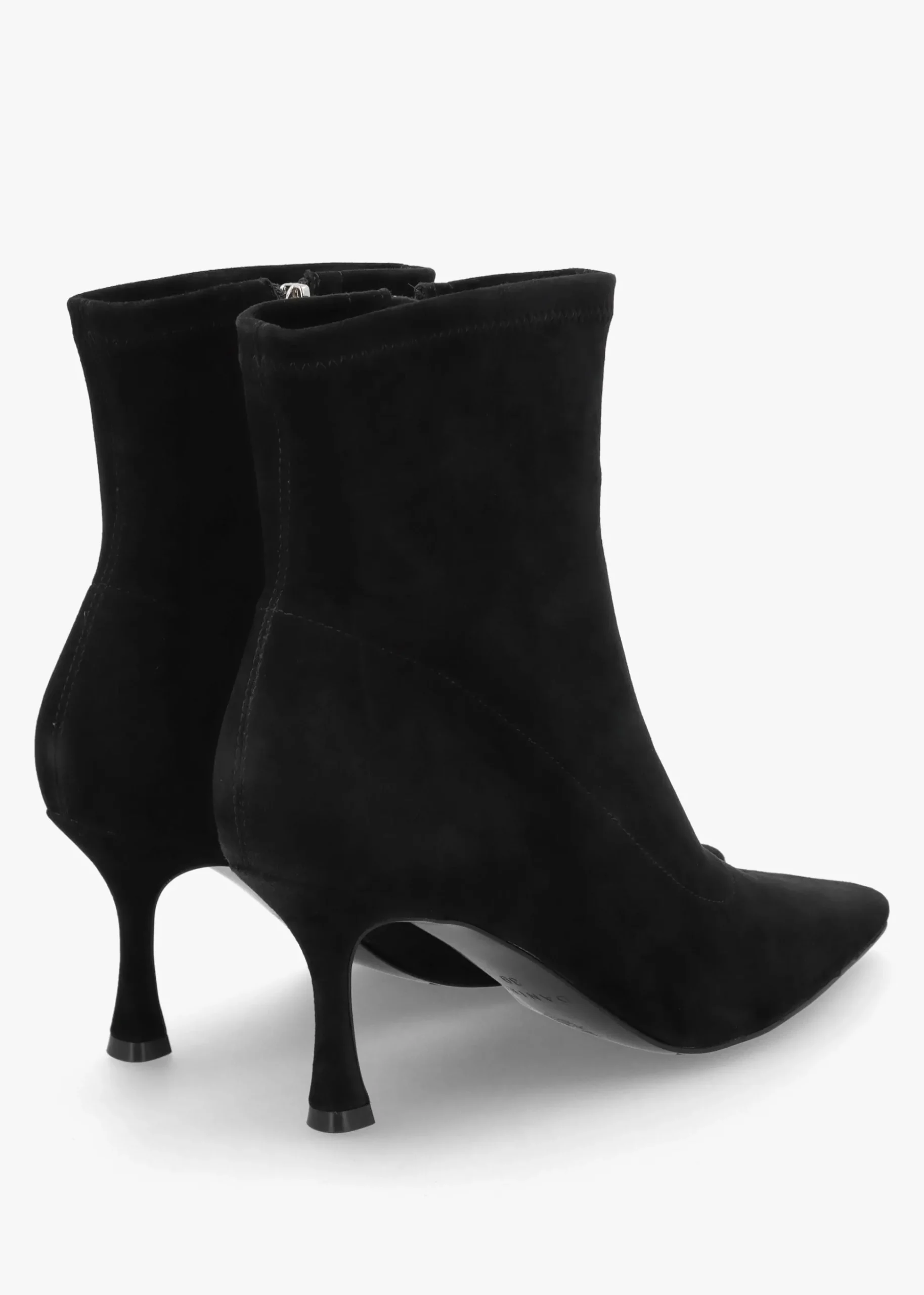 Elenora Black Suede Shaped Heel Sock Boots