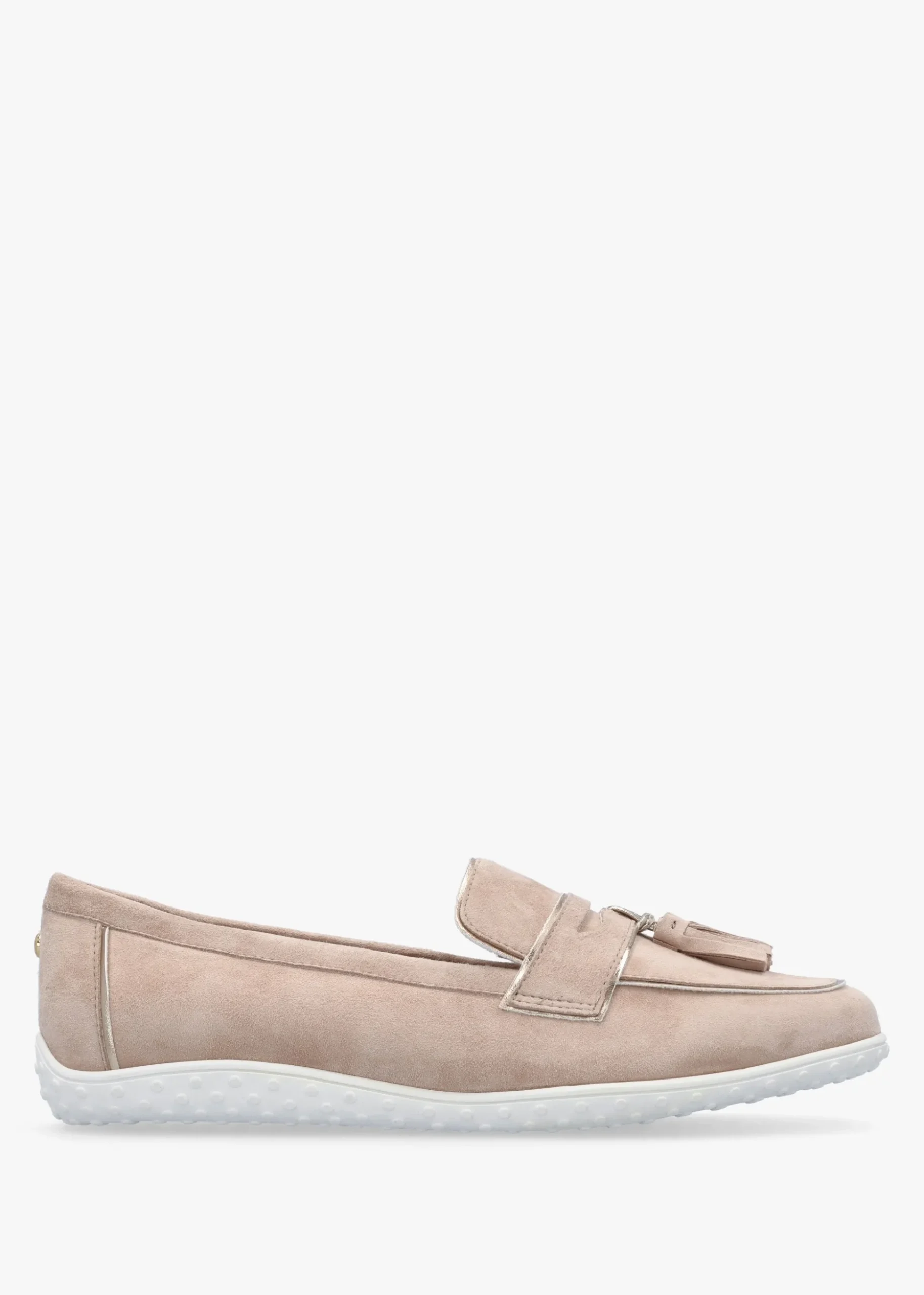 Elinia Beige Suede Tassel Loafers