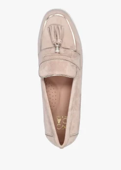 Elinia Beige Suede Tassel Loafers