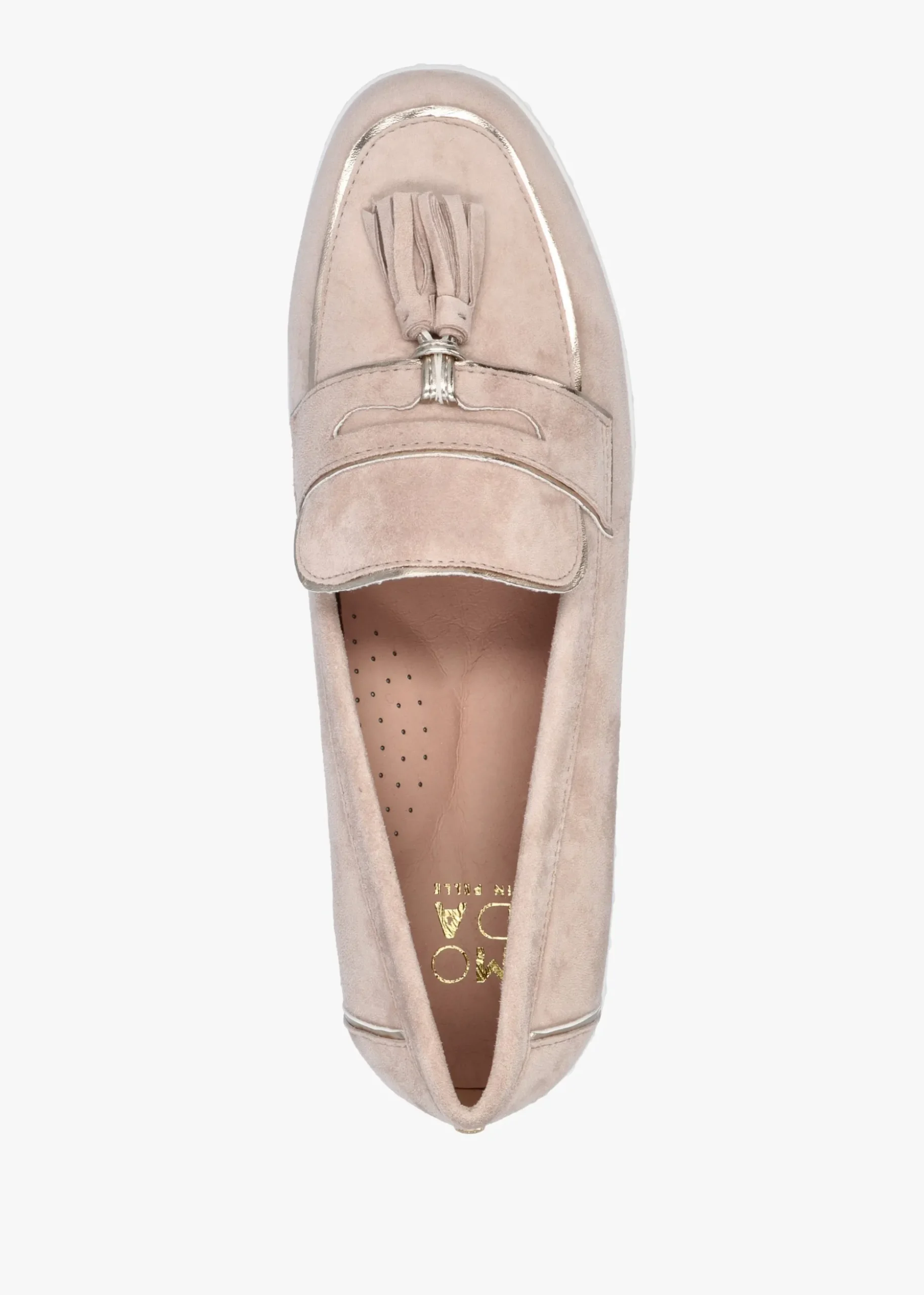 Elinia Beige Suede Tassel Loafers