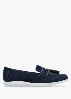 Elinia Navy Suede Tassel Loafers