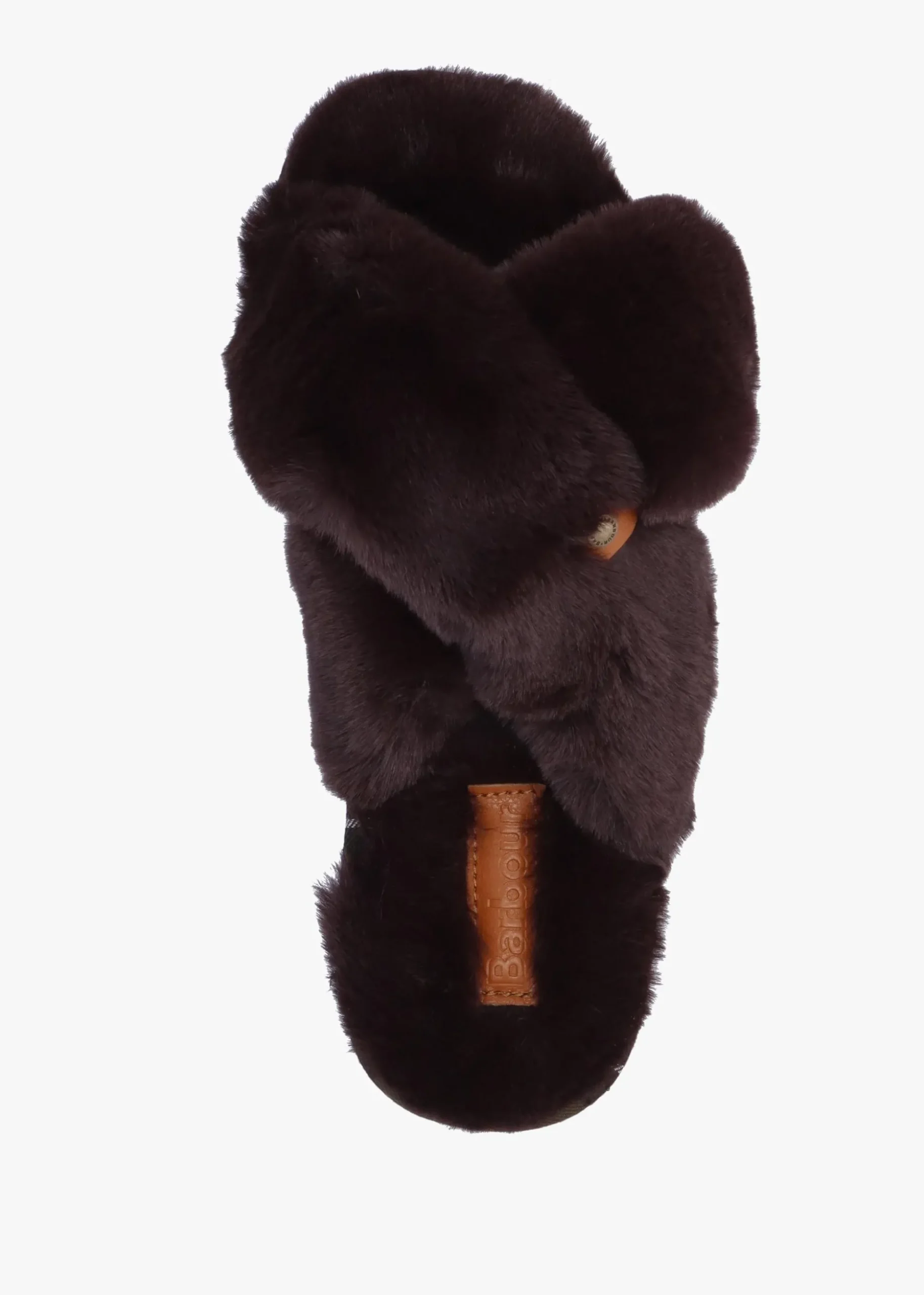 Eliza Brown Cross Over Faux Fur Slippers