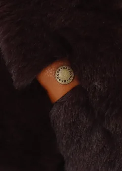 Eliza Brown Cross Over Faux Fur Slippers