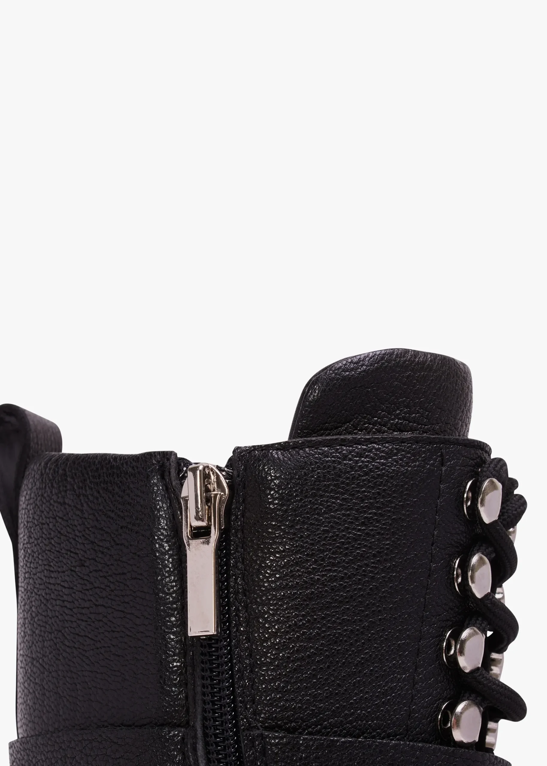 Ella Black Leather Embellished Tall Ankle Boots