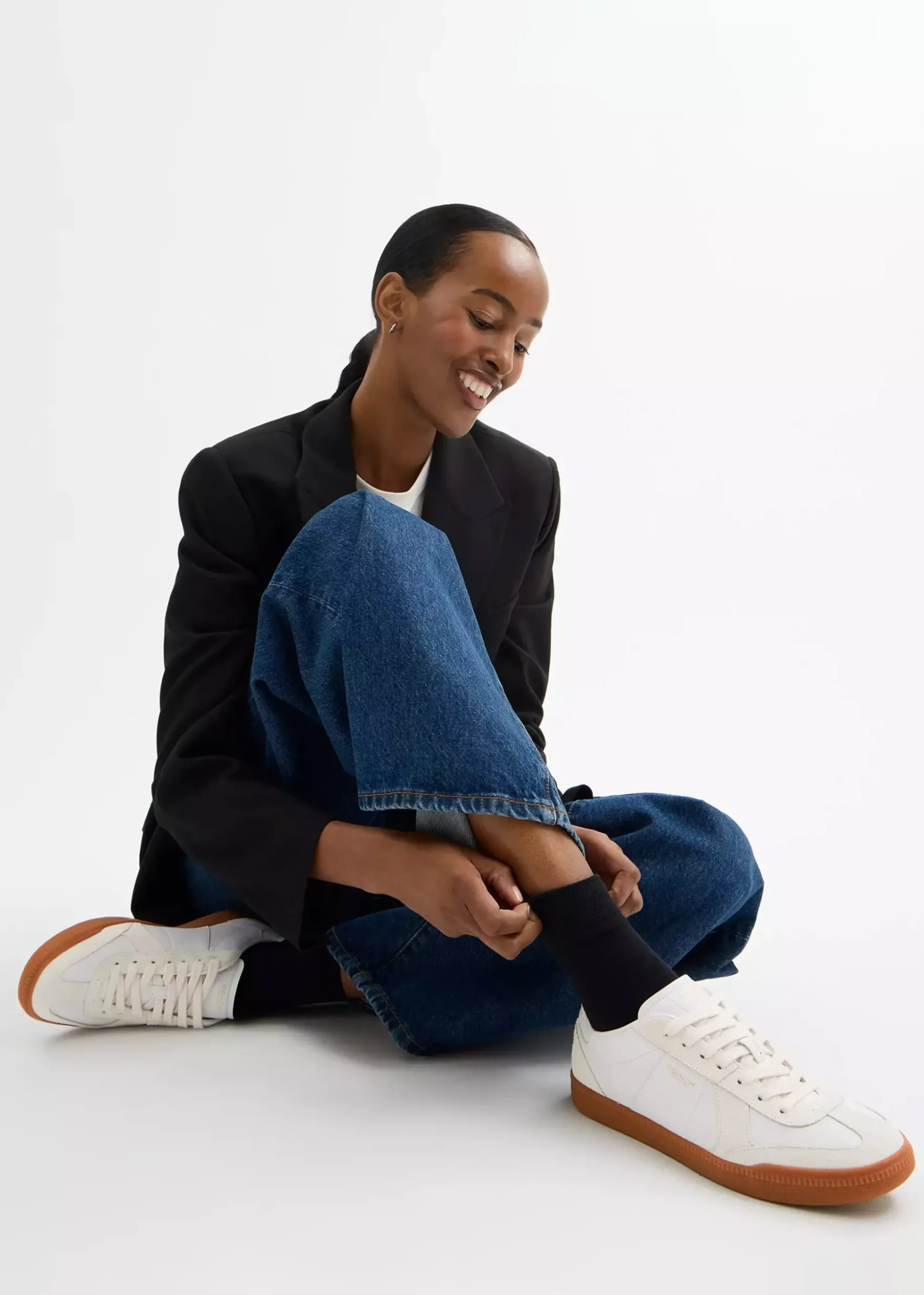 Ellis Optic White Leather & Suede Trainers
