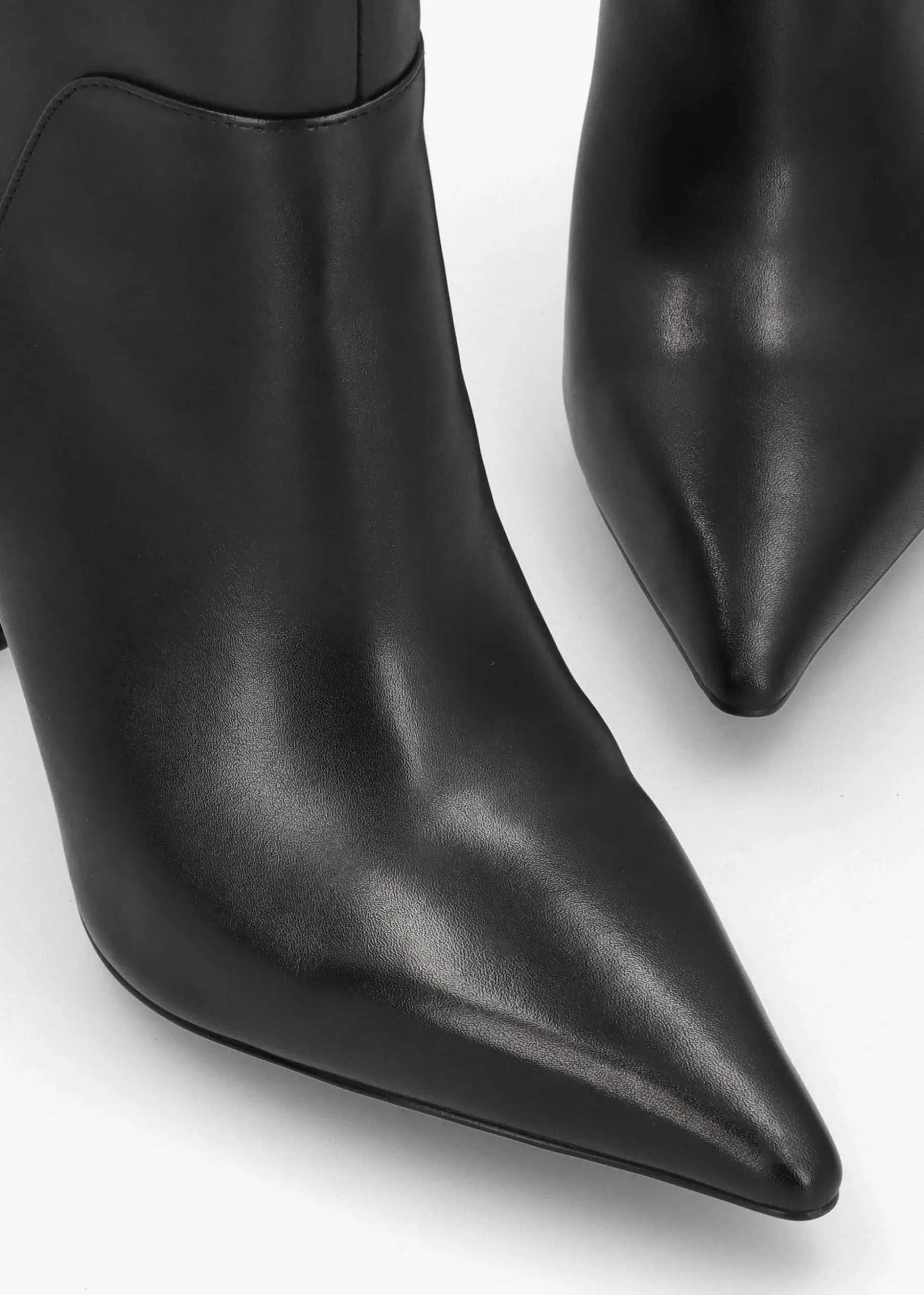 Elodie Black Leather Sculpted Heel Knee Boots