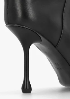 Elodie Black Leather Sculpted Heel Knee Boots