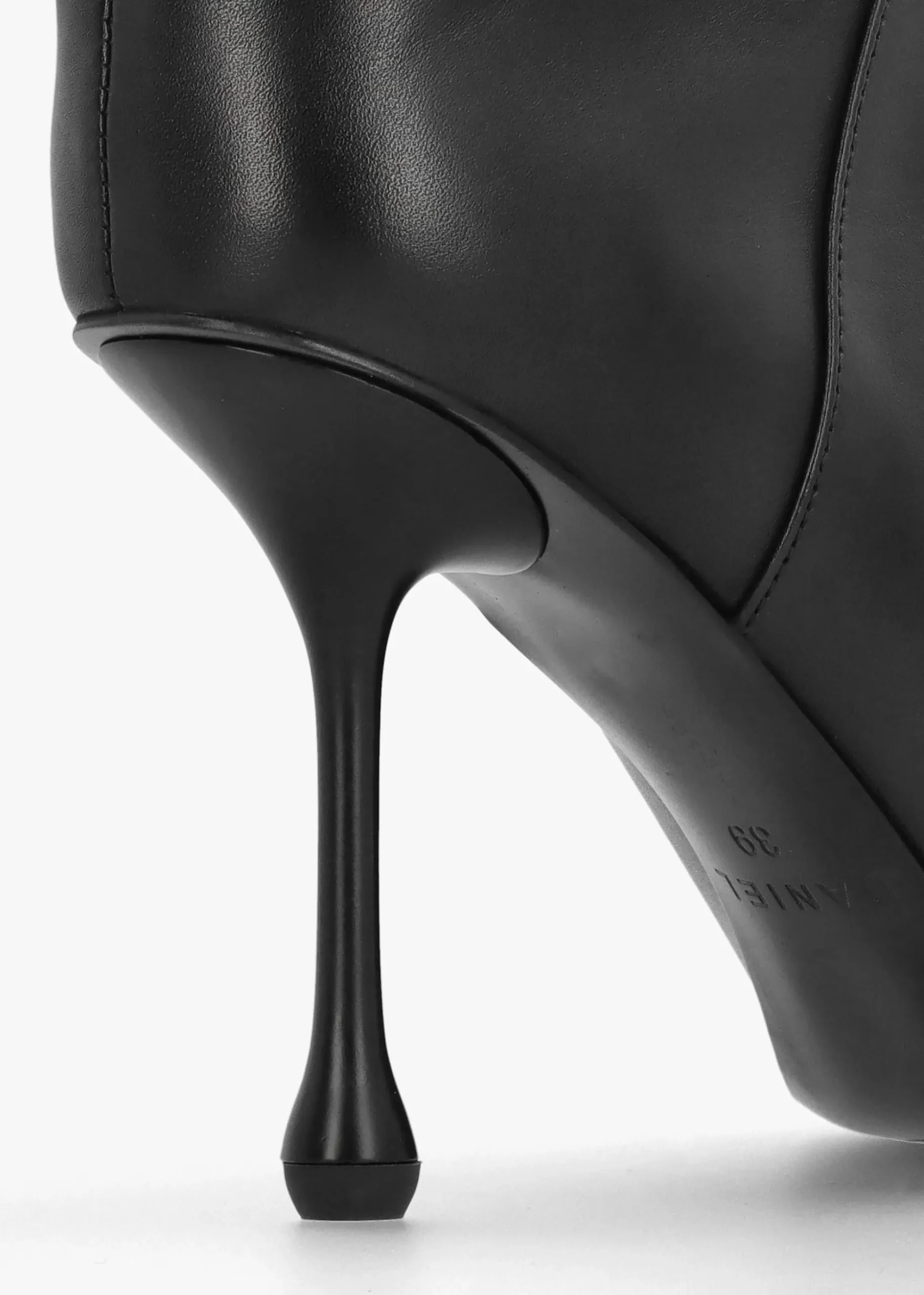 Elodie Black Leather Sculpted Heel Knee Boots