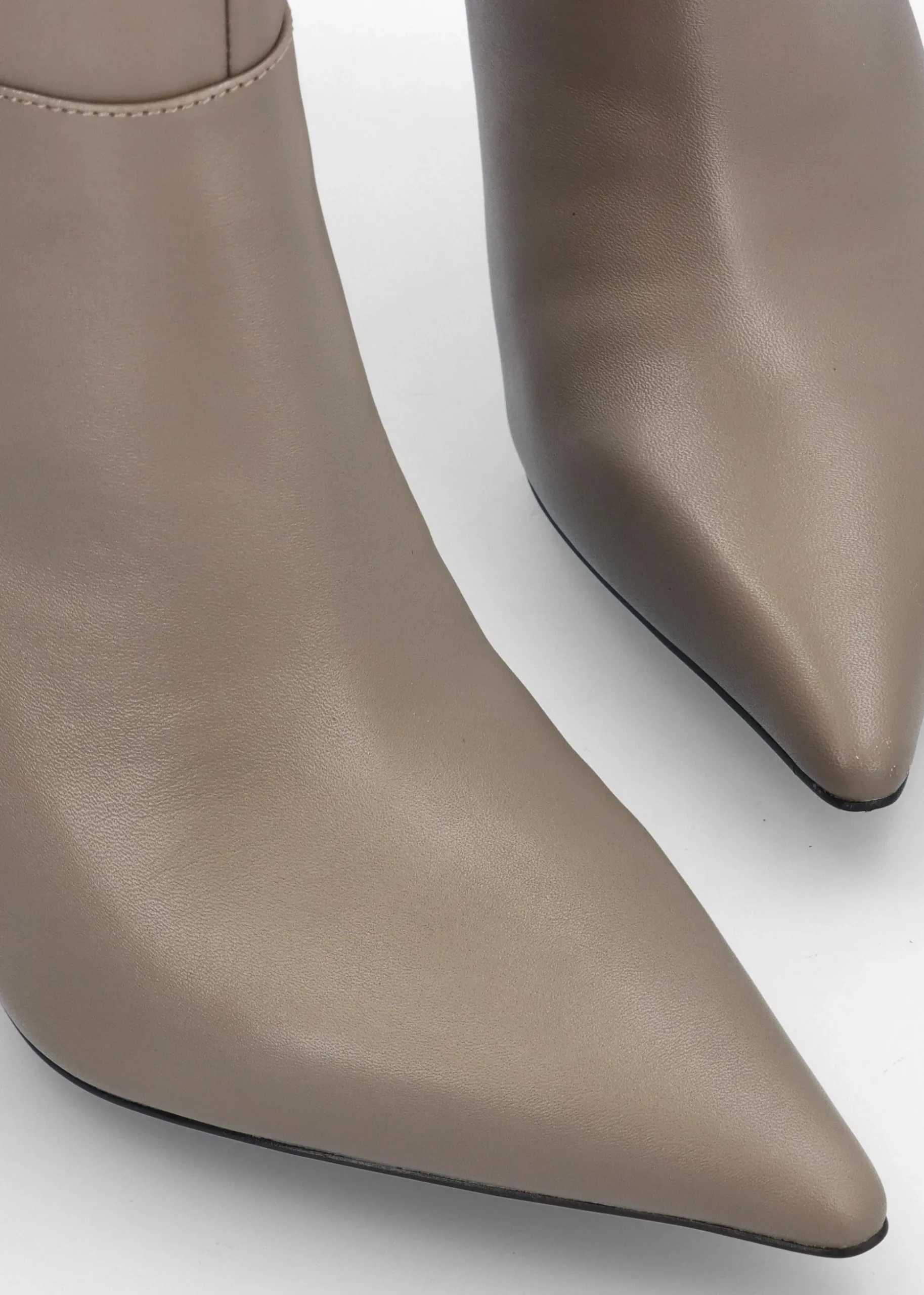 Elodie Taupe Leather Sculpted Heel Knee Boots