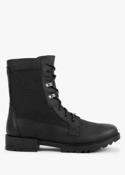 Emelie II Lace Black Leather Tall Ankle Boots