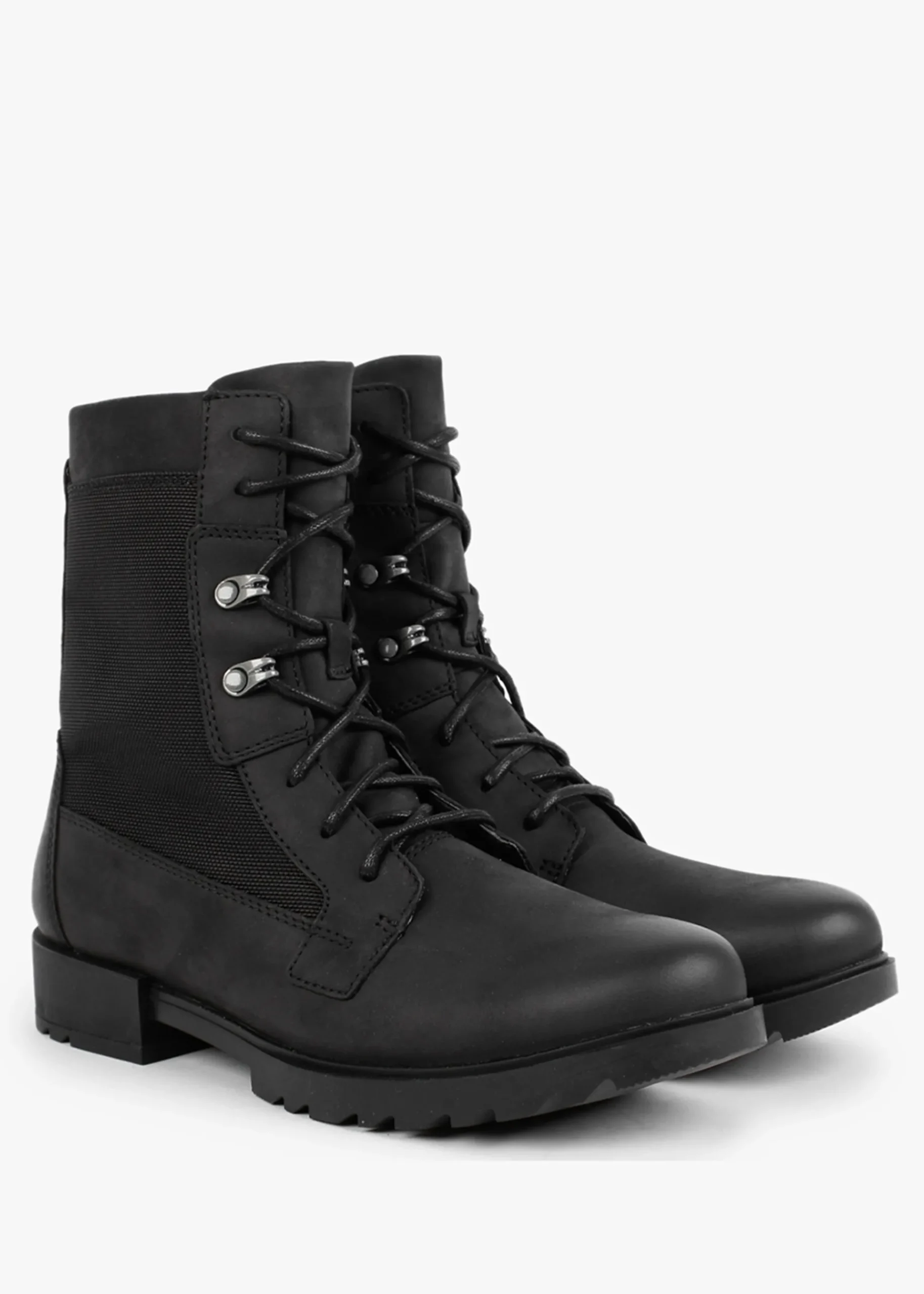 Emelie II Lace Black Leather Tall Ankle Boots