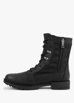 Emelie II Lace Black Leather Tall Ankle Boots