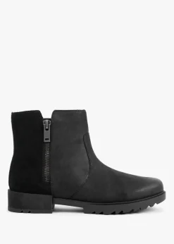 Emelie II Zip Black Sea Salt Leather Waterproof Ankle Boots