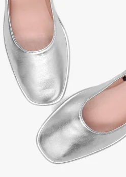 Emilia Silver Metallic Leather May Janes