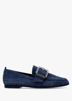 Emma Indigo Denim Buckle Loafers