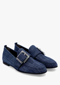 Emma Indigo Denim Buckle Loafers