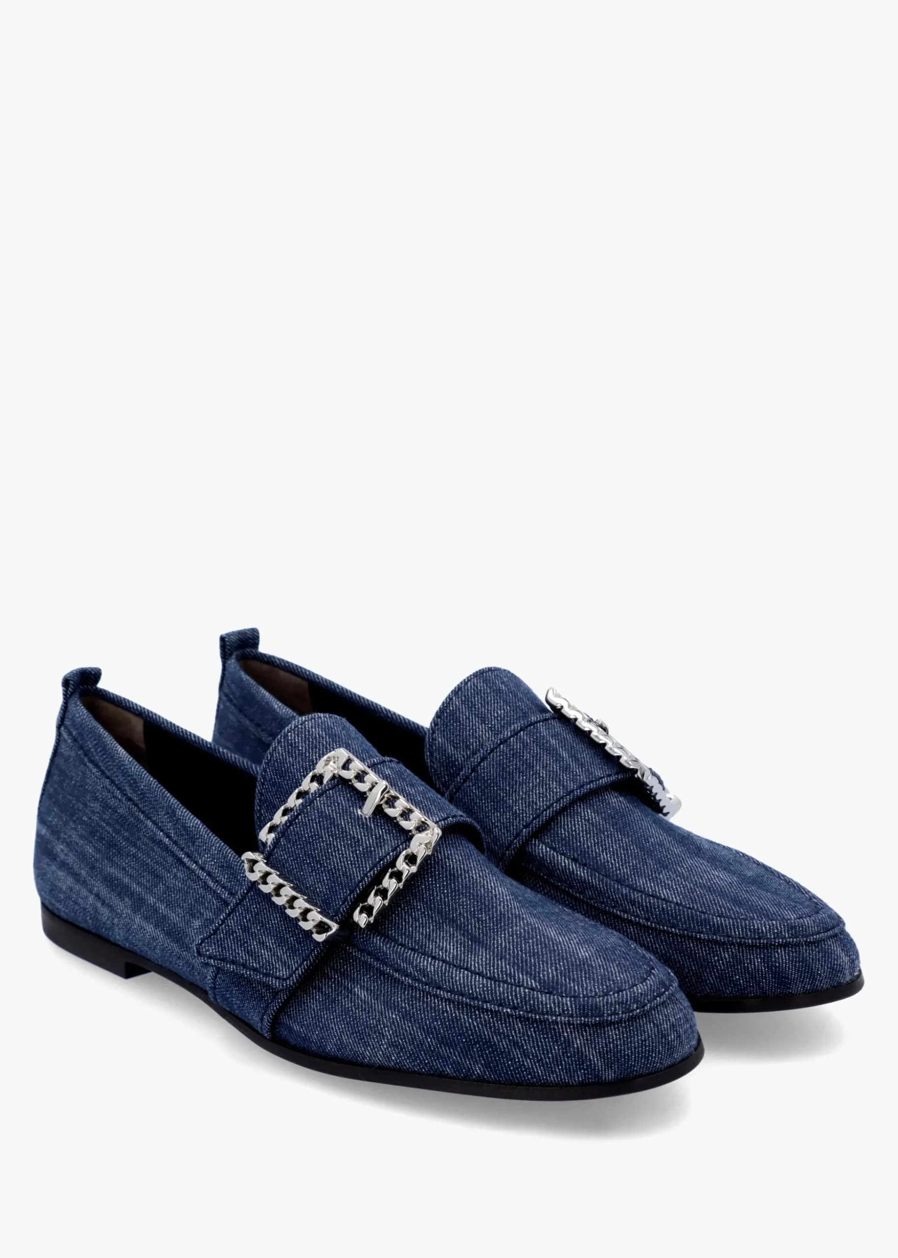 Emma Indigo Denim Buckle Loafers