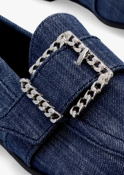 Emma Indigo Denim Buckle Loafers
