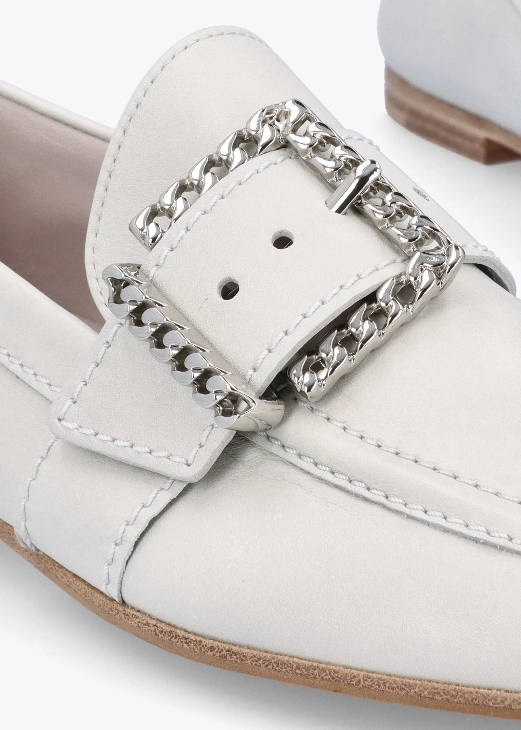 Emma Silver Grey Leather Buckle Loafers
