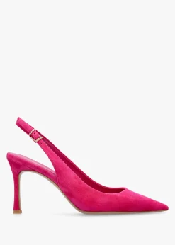 Enjoy Fuchsia Suede Mid Heel Sling Back Court Shoes