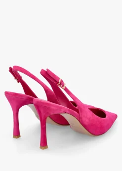 Enjoy Fuchsia Suede Mid Heel Sling Back Court Shoes