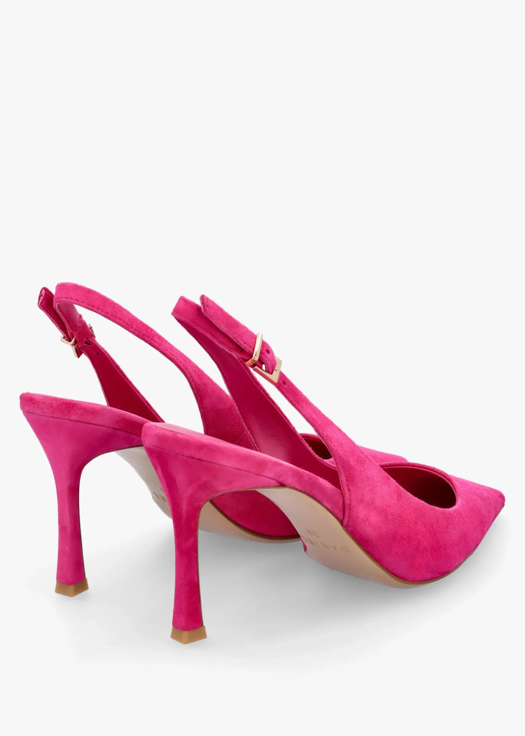 Enjoy Fuchsia Suede Mid Heel Sling Back Court Shoes
