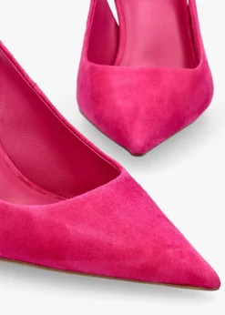 Enjoy Fuchsia Suede Mid Heel Sling Back Court Shoes